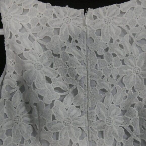 LOFT | 00P | Elegant White Floral Lace Mini Dress - Picture 10 of 14
